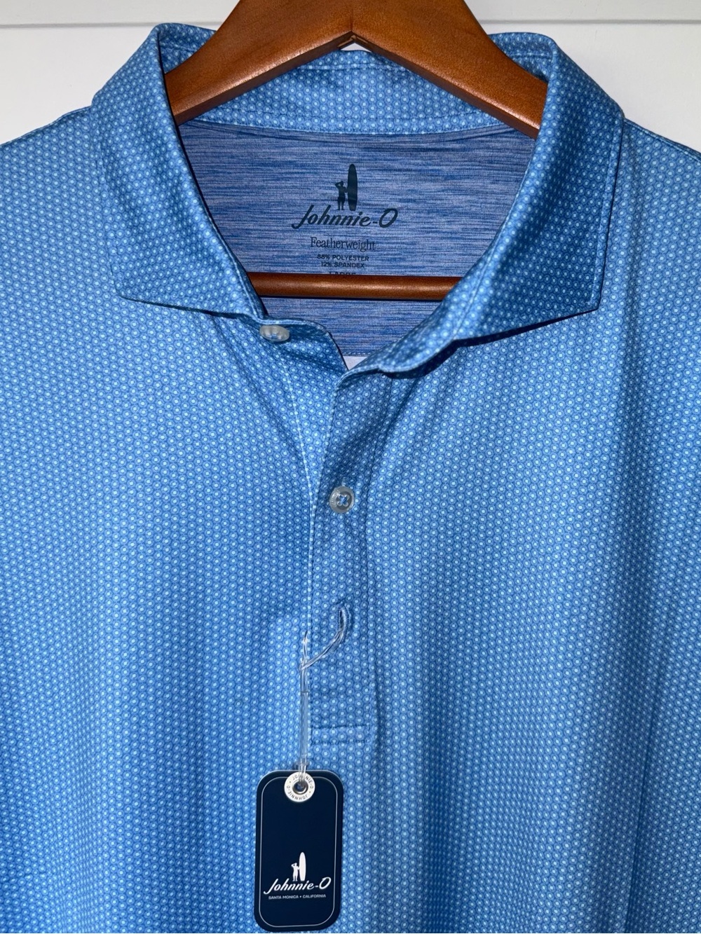 johnnie-O NWT "Marlin" Featherweight Performance Polo in Palisades Blue Microdot - Picture 2 of 8